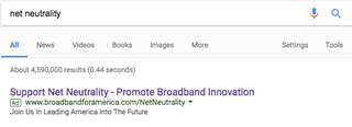 Illustration for article titled An ISP Shill Group Is Trotting Out Misleading Google Ads About Net Neutrality